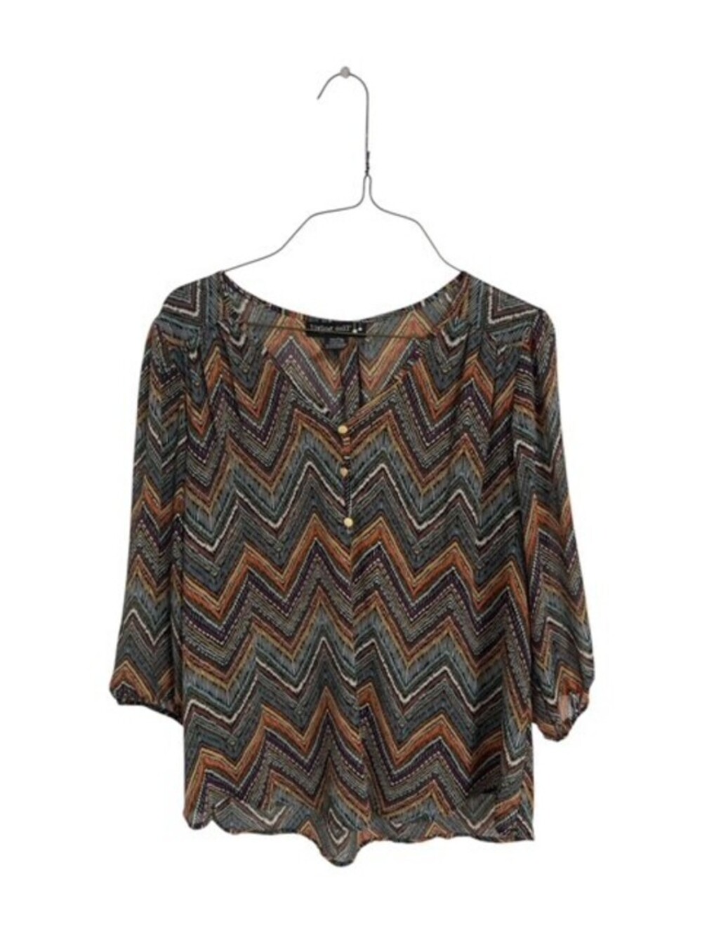 Living Doll Los Angeles Chevron Pattern Blouse Small Boho Southwestern Festival